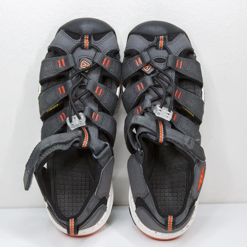 KEEN Newport Neo H2 Sandals Gray Orange Washable Water‎ Hiking Unisex Kids Sz 3